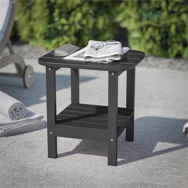 Afuera Living All-Weather Adirondack Patio Side Table in Black