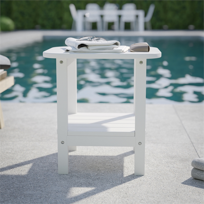 Afuera Living All-Weather Adirondack Patio Side Table in White