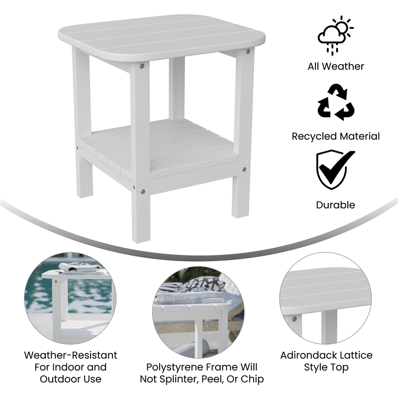 Afuera Living All-Weather Adirondack Patio Side Table in White