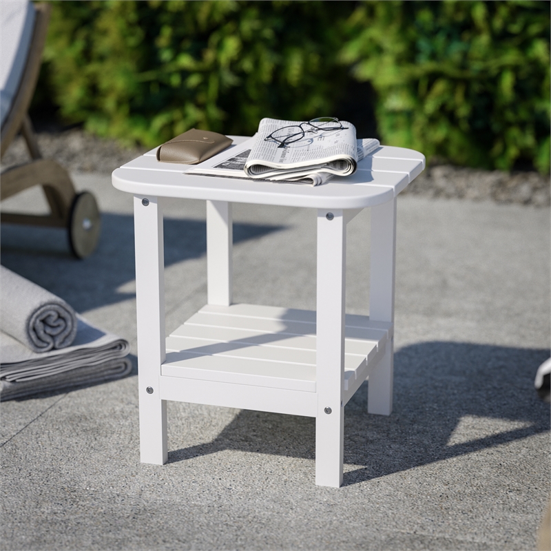 Afuera Living All-Weather Adirondack Patio Side Table in White