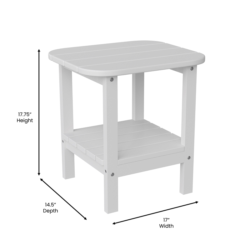 Afuera Living All-Weather Adirondack Patio Side Table in White