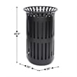 Afuera Living Outdoor Slatted Steel 37 Gallon Trash Can with Inner Bin in Black