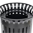 Afuera Living Outdoor Slatted Steel 37 Gallon Trash Can with Inner Bin in Black