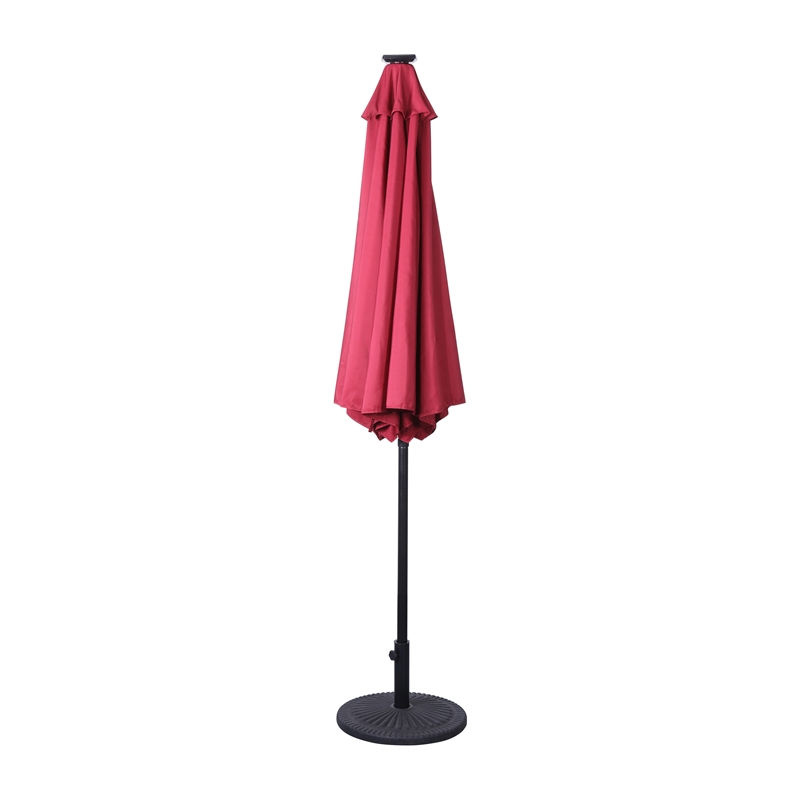 Afuera Living 9 FT 32 LED Light Solar Umbrella with Crank & Tilt Function in Red