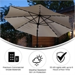 Afuera Living 9 FT 32 LED Light Solar Umbrella with Crank & Tilt Function in Tan