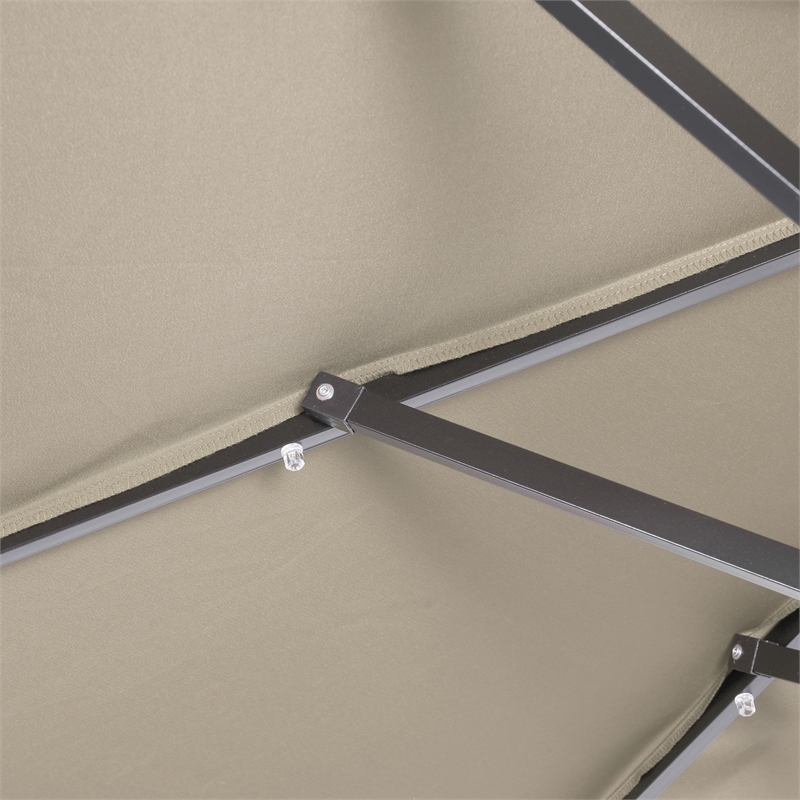 Afuera Living 9 FT 32 LED Light Solar Umbrella with Crank & Tilt Function in Tan