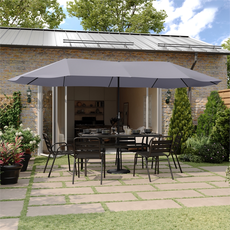 Afuera Living 15' Triple Head Patio Umbrella with Crank & Easy Lift Function