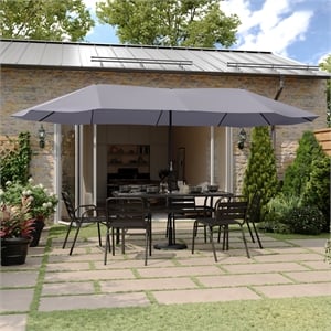 Afuera Living 15' Triple Head Patio Umbrella with Crank & Easy Lift Function