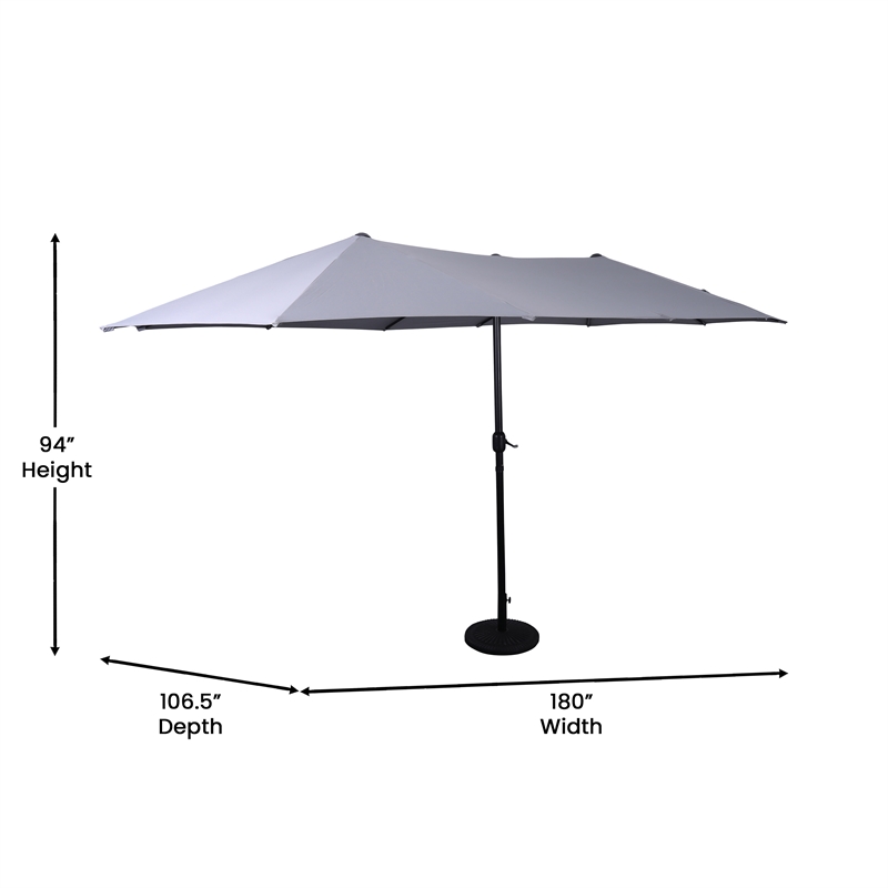 Afuera Living 15' Triple Head Patio Umbrella with Crank & Easy Lift Function