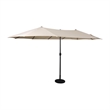 Afuera Living Tan 15' Triple Head Patio Umbrella with Crank & Easy Lift Function
