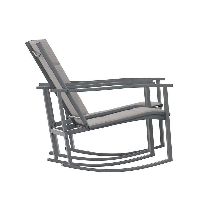 Afuera Living Set of 2 Flex Rocking Chairs with Metal Frames in Gray/Black