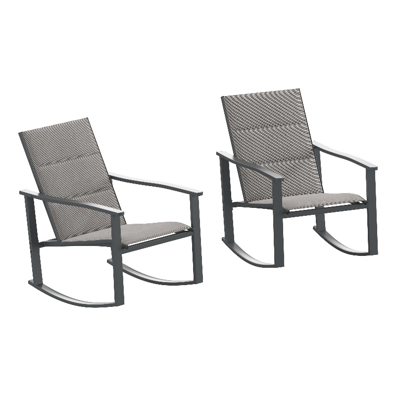 Afuera Living Set of 2 Flex Rocking Chairs with Metal Frames in Gray/Black