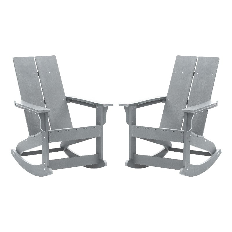 Afuera Living Indoor/Outdoor 2-Slat Adirondack Resin Rockers in Gray - Set of 2