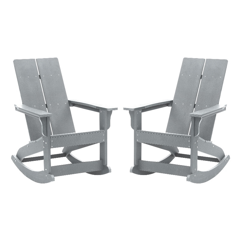 Afuera Living Indoor/Outdoor 2-Slat Adirondack Resin Rockers in Gray - Set of 2