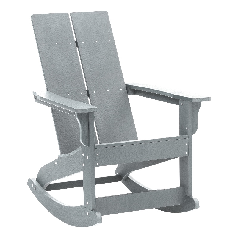 Afuera Living 2-Slat Adirondack Resin Rocking Chair for Indoor/Outdoor in Gray