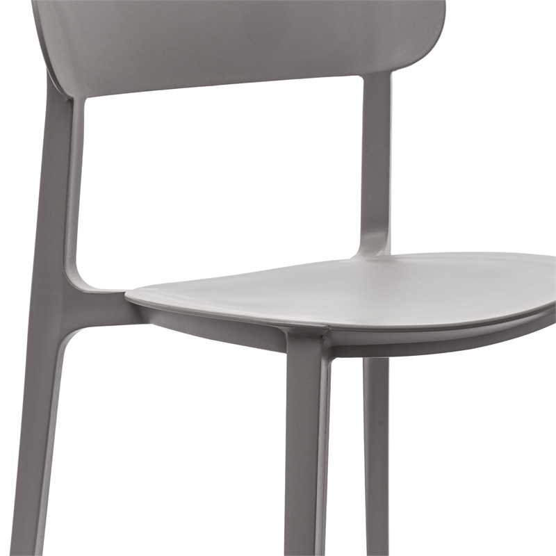 Afuera Living All-Weather Gray Resin Patio Stack Chair with Contoured Backrest
