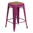 Afuera Living Indoor/Outdoor Backless Counter Stool with Poly Seat - Purple/Teak