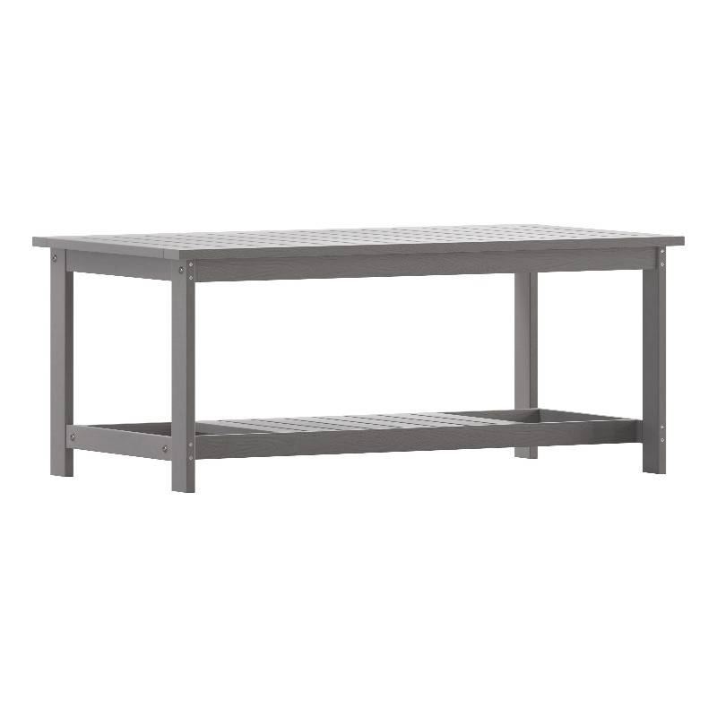 Afuera Living Indoor/Outdoor Poly Resin 2-Tier Adirondack Coffee Table - Gray