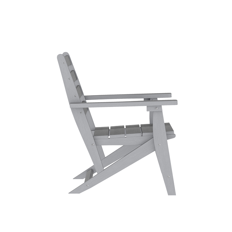 Afuera Living All Weather Adirondack Table & 6 Chairs with Cupholders in Gray