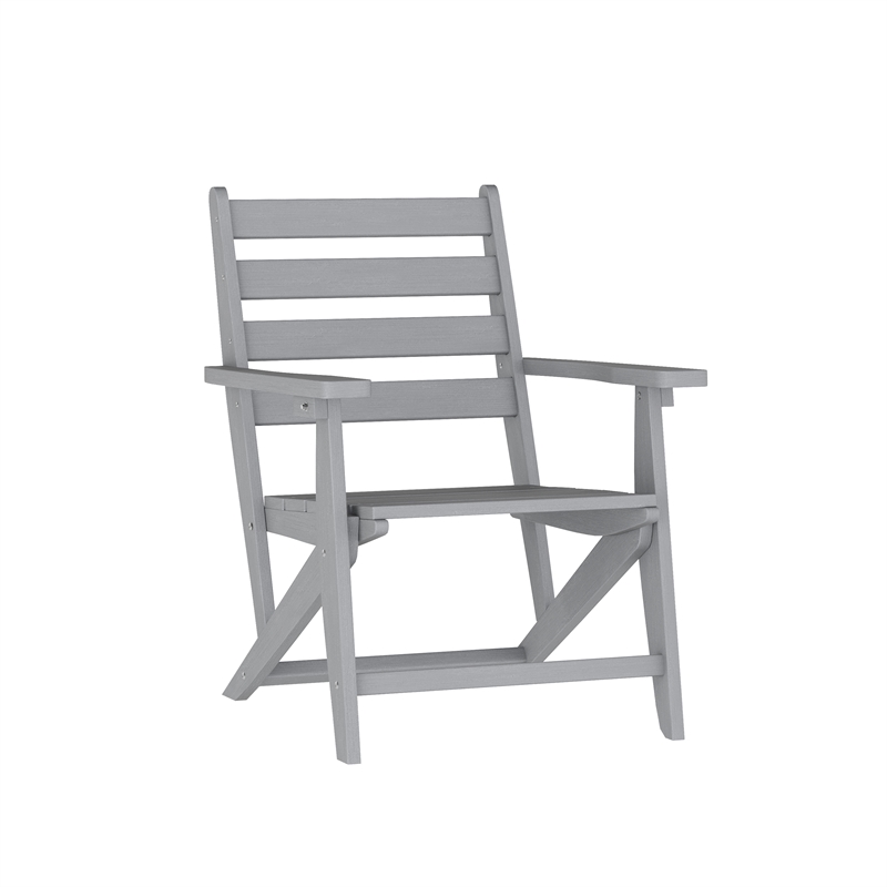 Afuera Living All Weather Adirondack Table & 6 Chairs with Cupholders in Gray