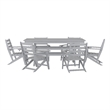 Afuera Living All Weather Adirondack Table & 6 Chairs with Cupholders in Gray