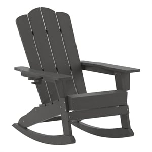 Afuera Living Rocking Adirondack Chair with Swiveling Cupholder - Gray