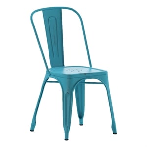 Afuera Living Distressed Blue Metal Indoor-Outdoor Stackable Chair
