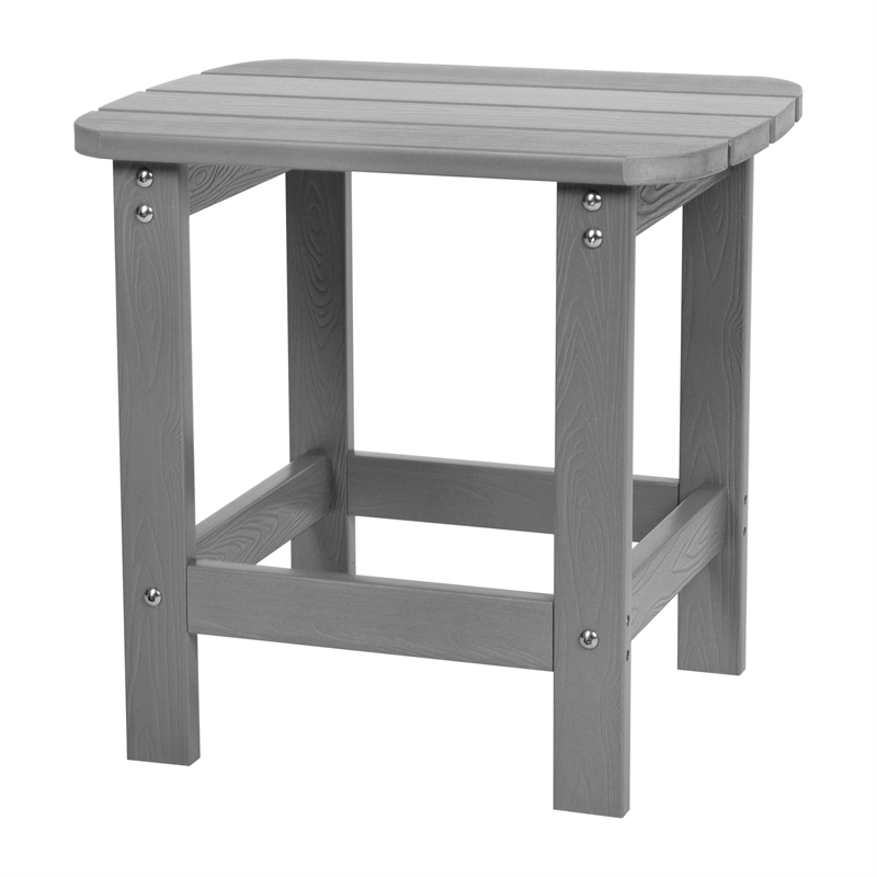 Afuera Living 2 Gray Dual Slat Resin Adirondack Rocking Chairs with 1 Side Table