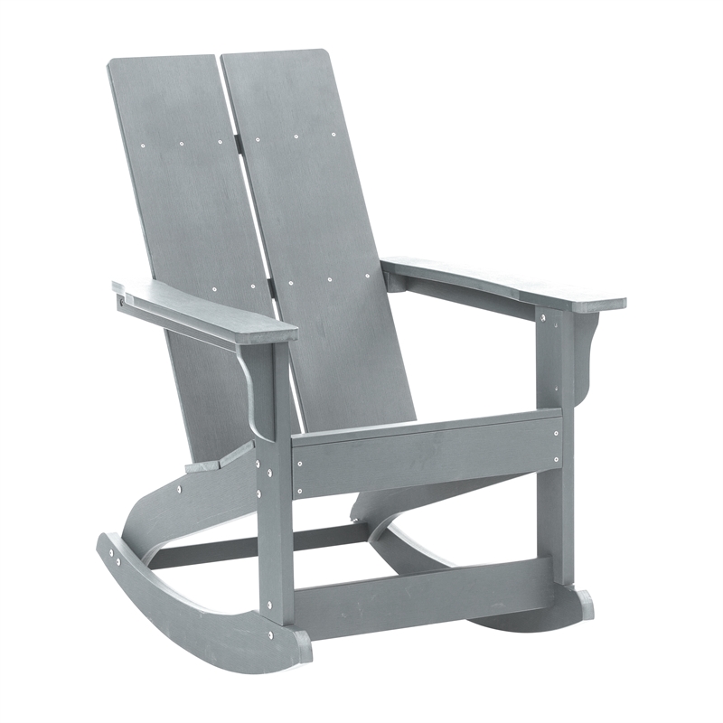 Afuera Living 2 Gray Dual Slat Resin Adirondack Rocking Chairs with 1 Side Table