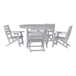 Afuera Living All Weather Adirondack Table & 4 Chairs with Cupholders in Gray