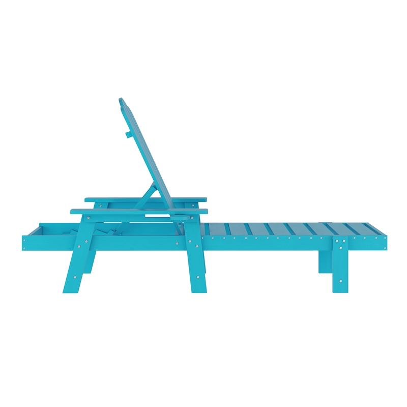 Afuera Living All-Weather Adjustable Lounge Chair with Fold Out Cupholder - Blue