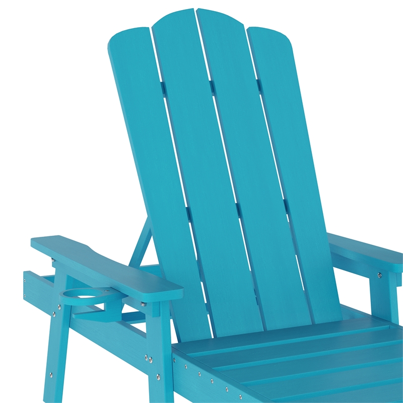 Afuera Living All-Weather Adjustable Lounge Chair with Fold Out Cupholder - Blue