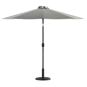 Afuera Living Gray 9 FT Round Umbrella & Universal Black Cement Waterproof Base