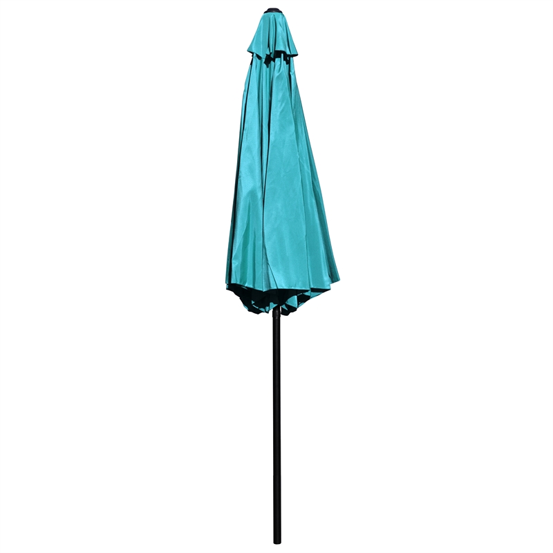 Afuera Living Teal 9 FT Round Umbrella & Universal Black Cement Waterproof Base