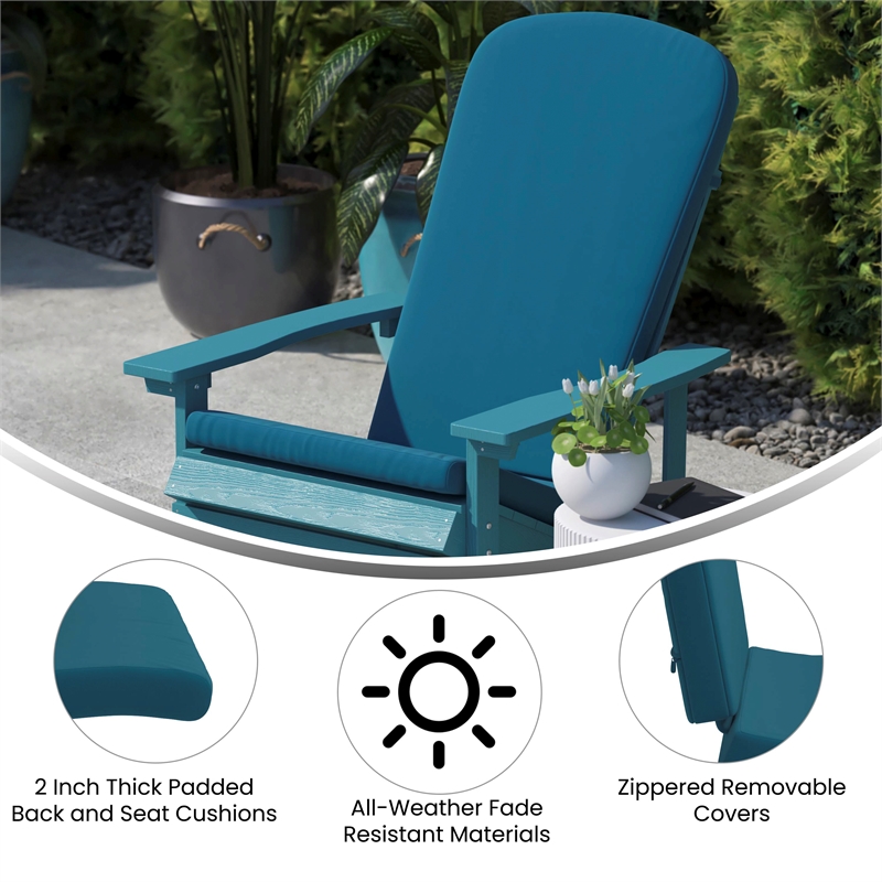 Afuera Living Set of 2 All-Weather High Back Adirondack Chair Cushions in Teal