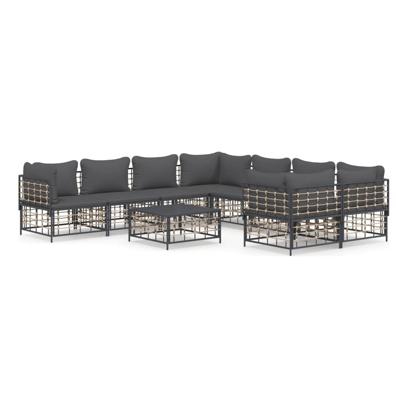 Afuera Living Contemporary Garden Lounge Set Set of 9 Anthracite