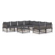Afuera Living Contemporary Garden Lounge Set Set of 9 Anthracite