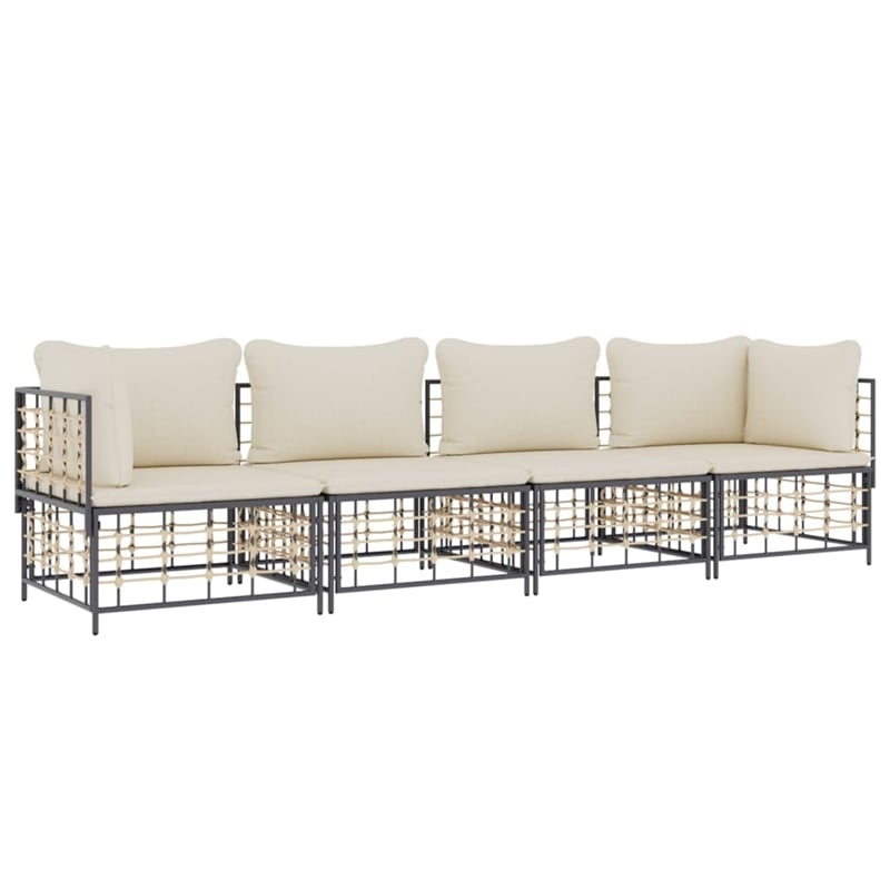 Afuera Living Poly Rattan Medium Modular Garden Lounge Set in Charcoal