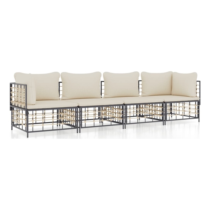 Afuera Living Poly Rattan Medium Modular Garden Lounge Set in Charcoal