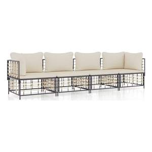 Afuera Living Poly Rattan Medium Modular Garden Lounge Set in Charcoal