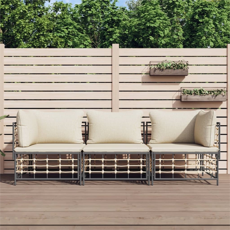 Afuera Living Contemporary Garden Lounge Set in Anthracite/Gray