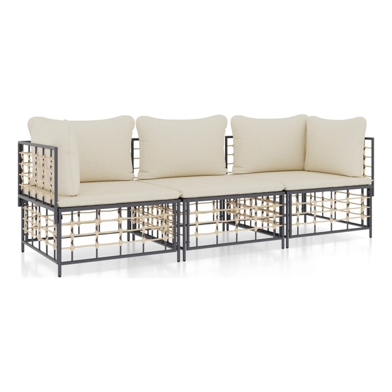 Afuera Living Contemporary Garden Lounge Set in Anthracite/Gray