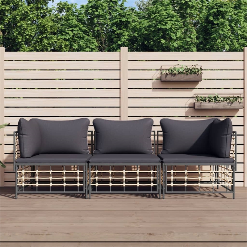 Afuera Living Contemporary Garden Lounge Set in Anthracite/Gray