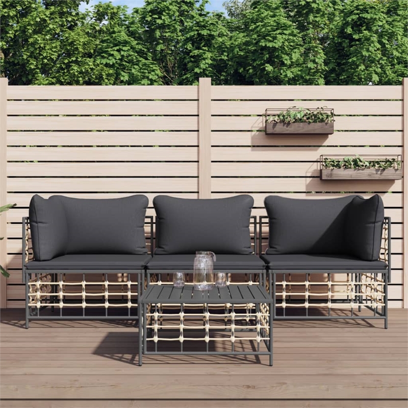 Afuera Living Contemporary Garden Lounge Set in Anthracite/Gray