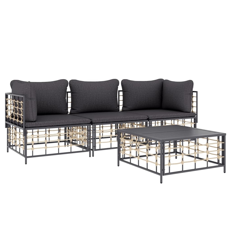 Afuera Living Contemporary Garden Lounge Set in Anthracite/Gray