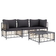 Afuera Living Contemporary Garden Lounge Set in Anthracite/Gray