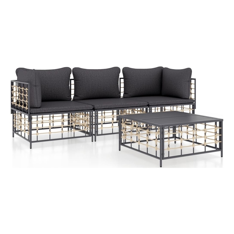 Afuera Living Contemporary Garden Lounge Set in Anthracite/Gray