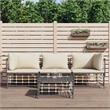 Afuera Living Contemporary Synthetic Poly Rattan Garden Lounge Set in Beige