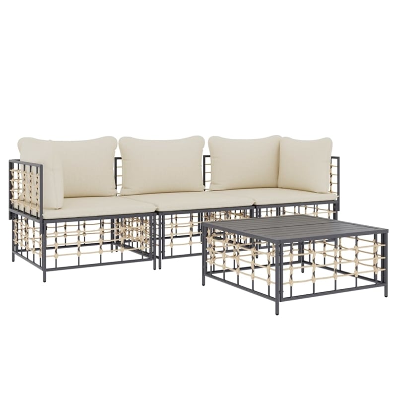 Afuera Living Contemporary Synthetic Poly Rattan Garden Lounge Set in Gray