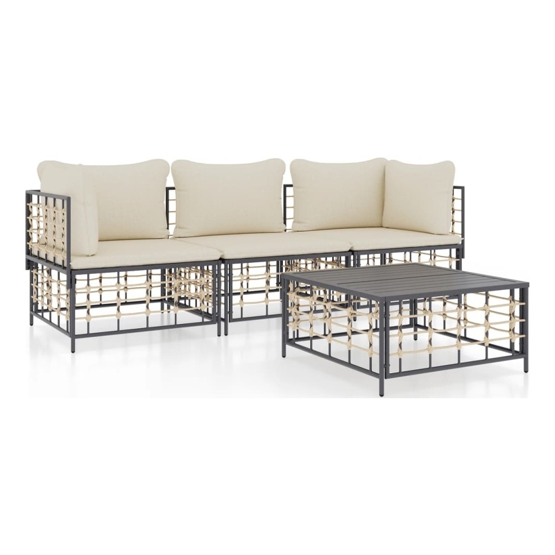 Afuera Living Contemporary Synthetic Poly Rattan Garden Lounge Set in Gray